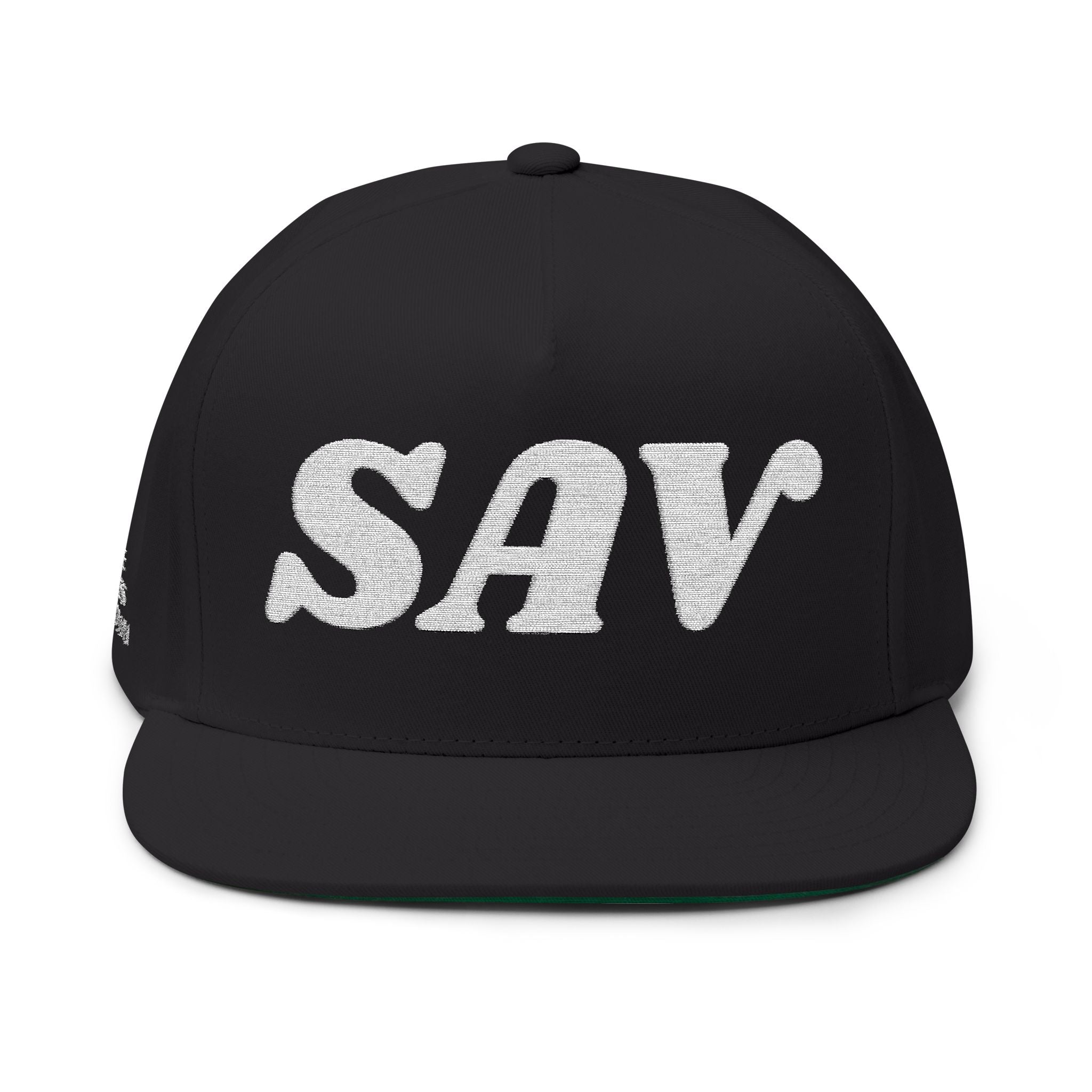 SAV Embroidered Flat Bill Cap — Classic Number Streetwear Snapback