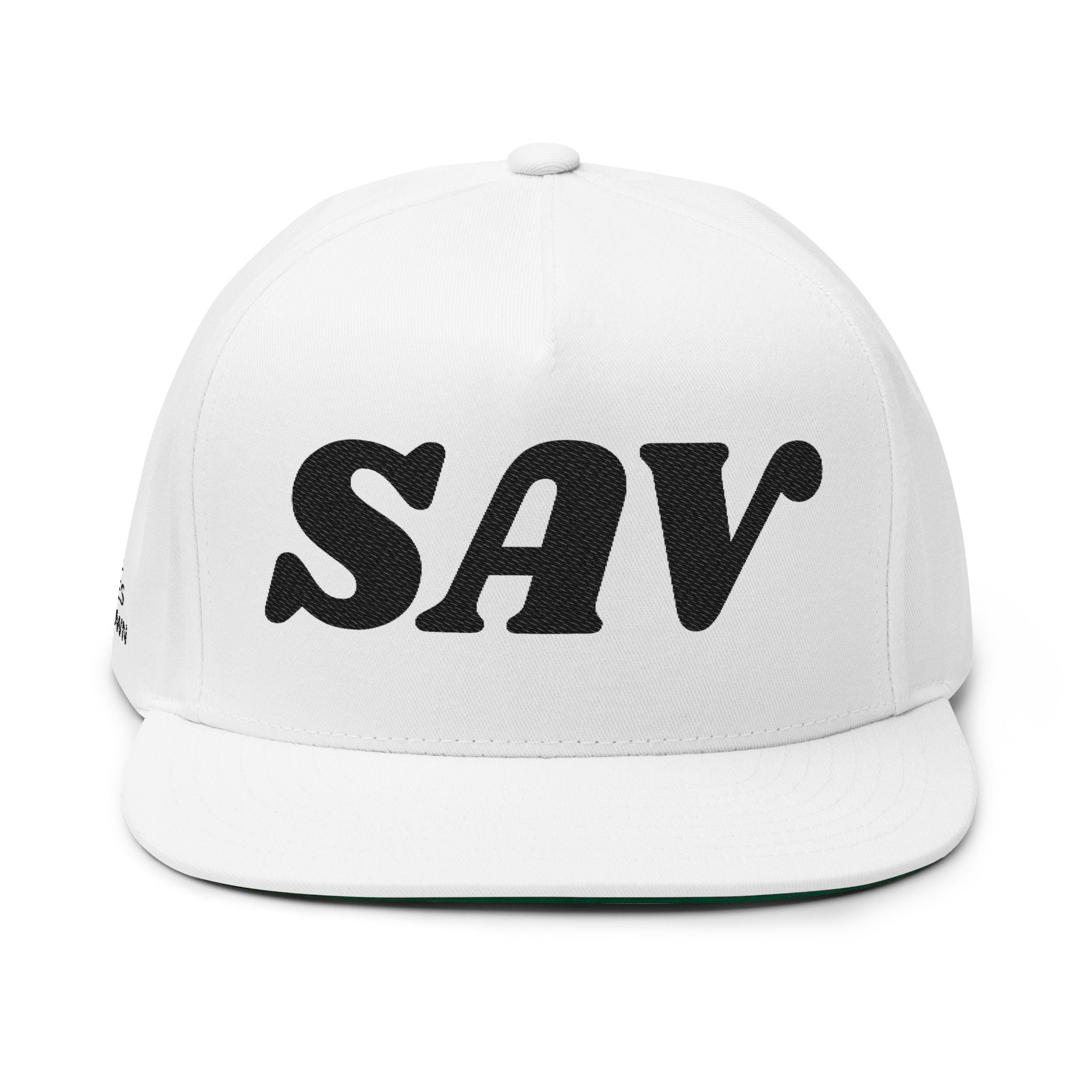 SAV Embroidered Flat Bill Cap — Classic Number Streetwear Snapback