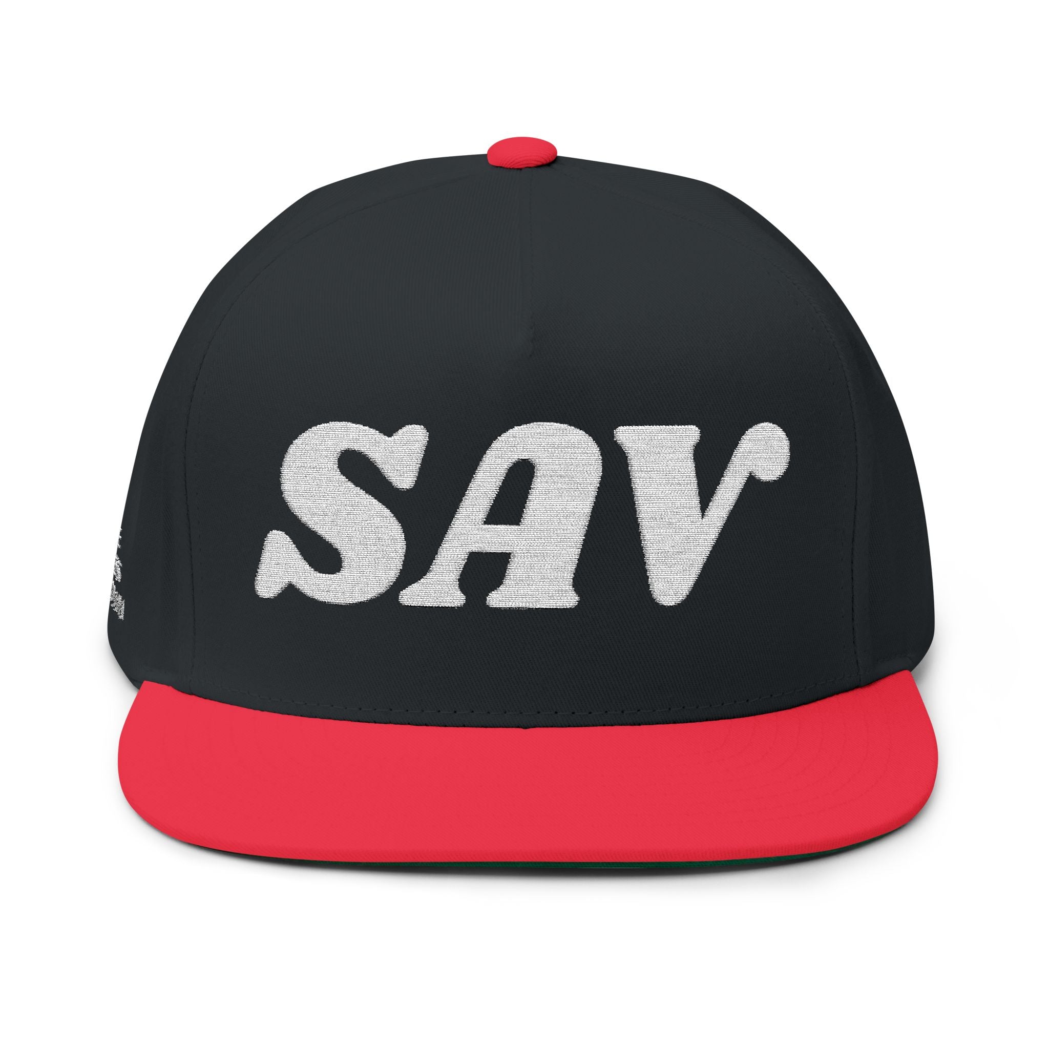 SAV Embroidered Flat Bill Cap — Classic Number Streetwear Snapback