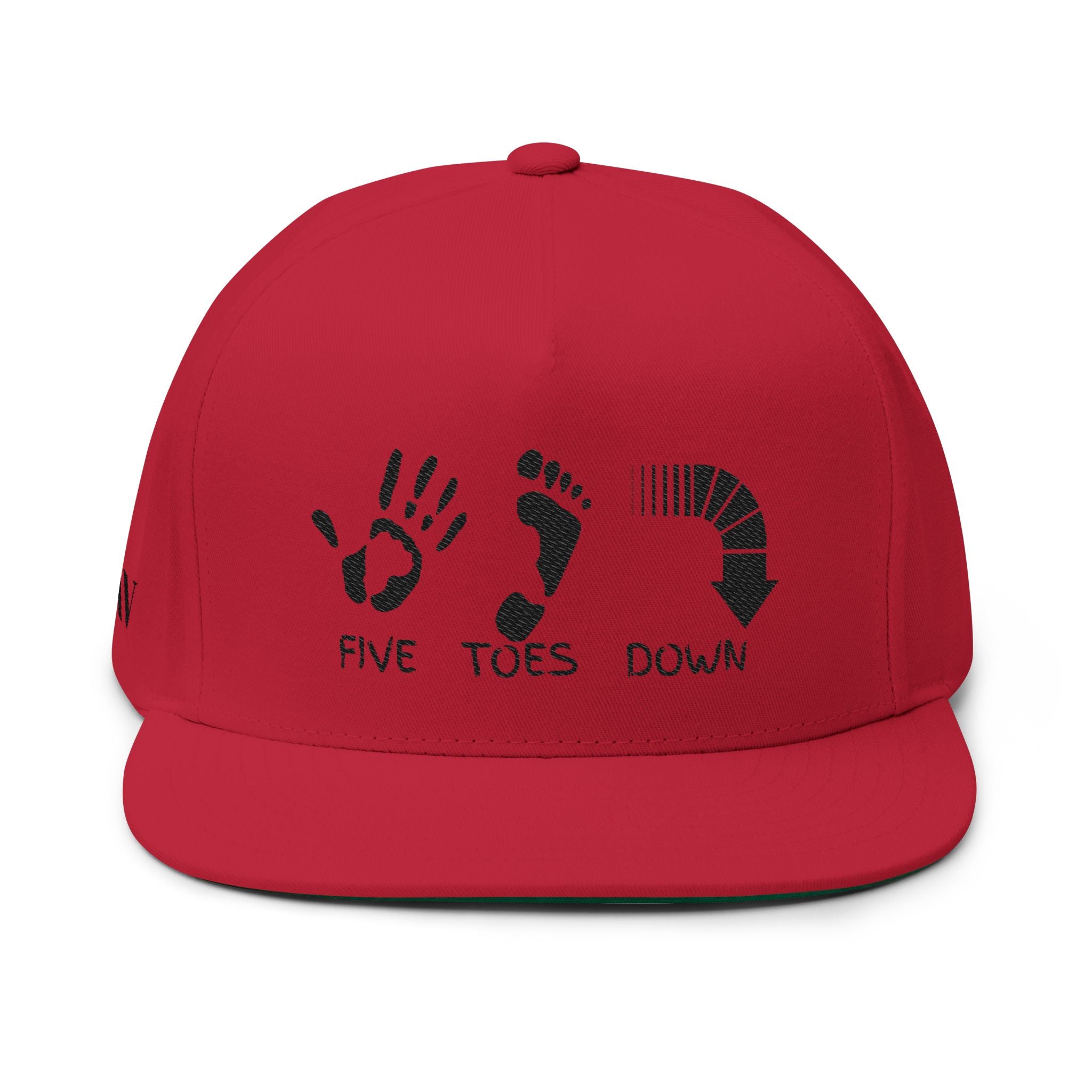 Flat Bill Cap (Embroidery) - Five Toes Down Logo Hat - Savannah Georgia Souvenir