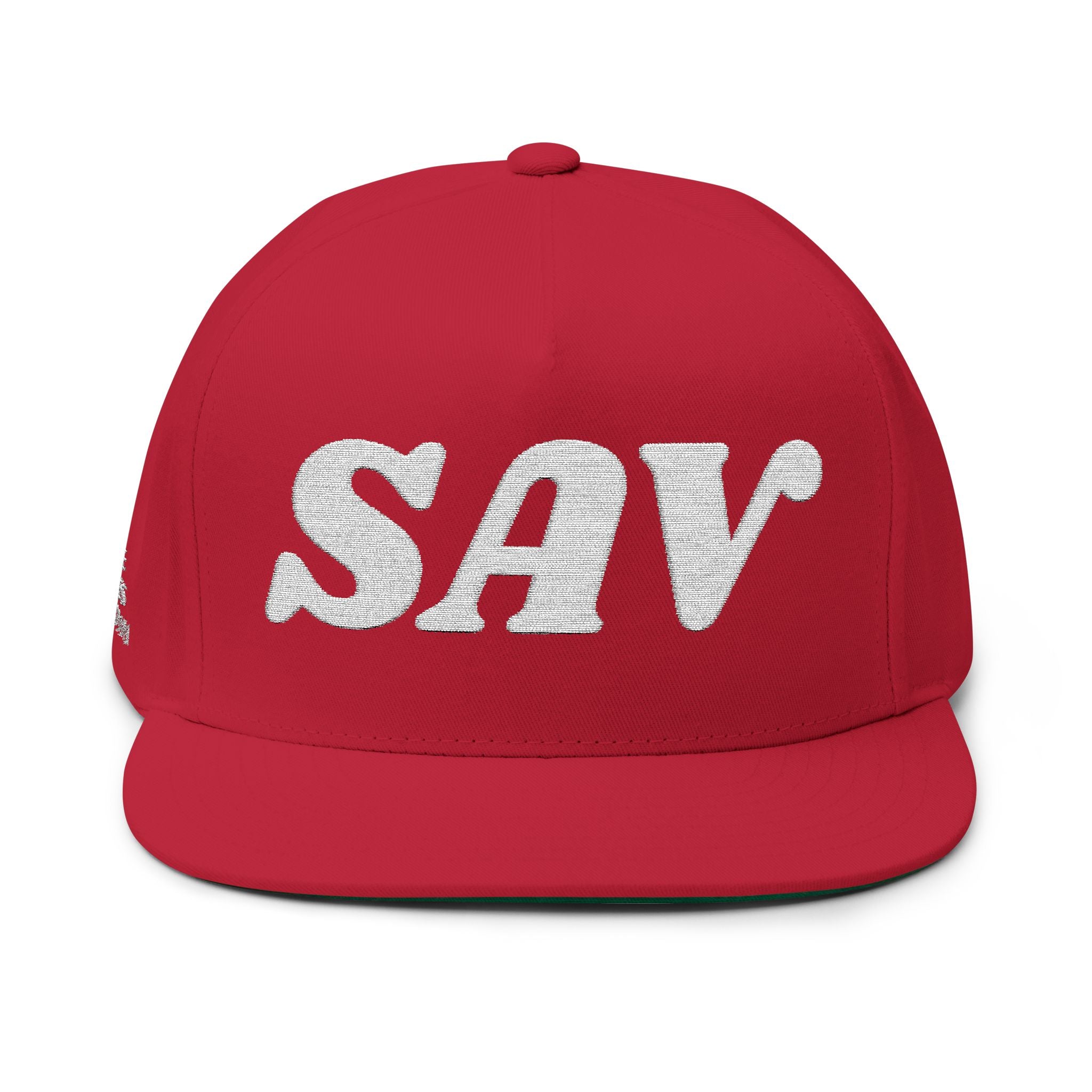 SAV Embroidered Flat Bill Cap — Classic Number Streetwear Snapback