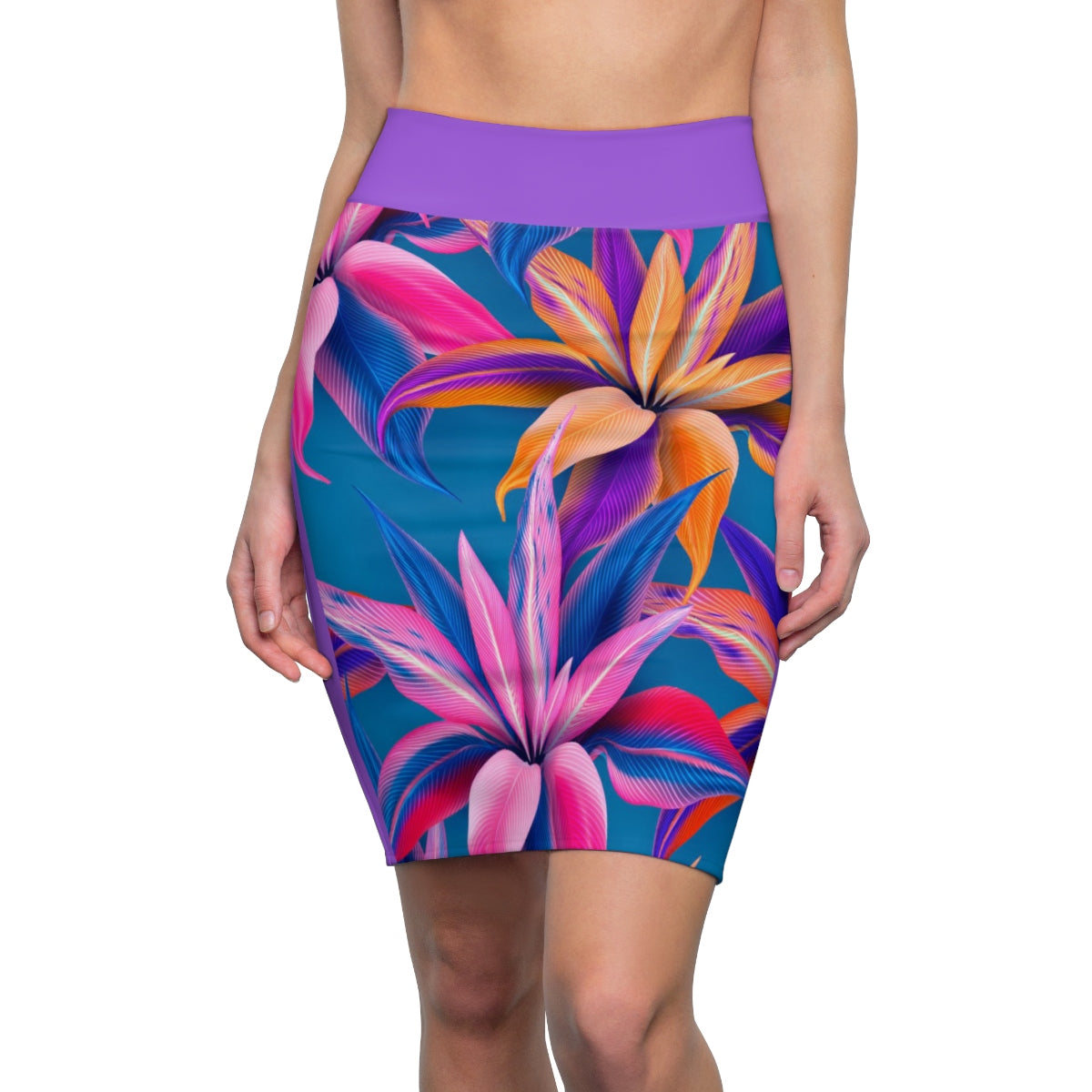 Five Toes Down Floral Print Women's Pencil Skirt