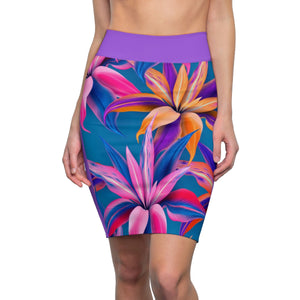 Five Toes Down Floral Print Women's Pencil Skirt
