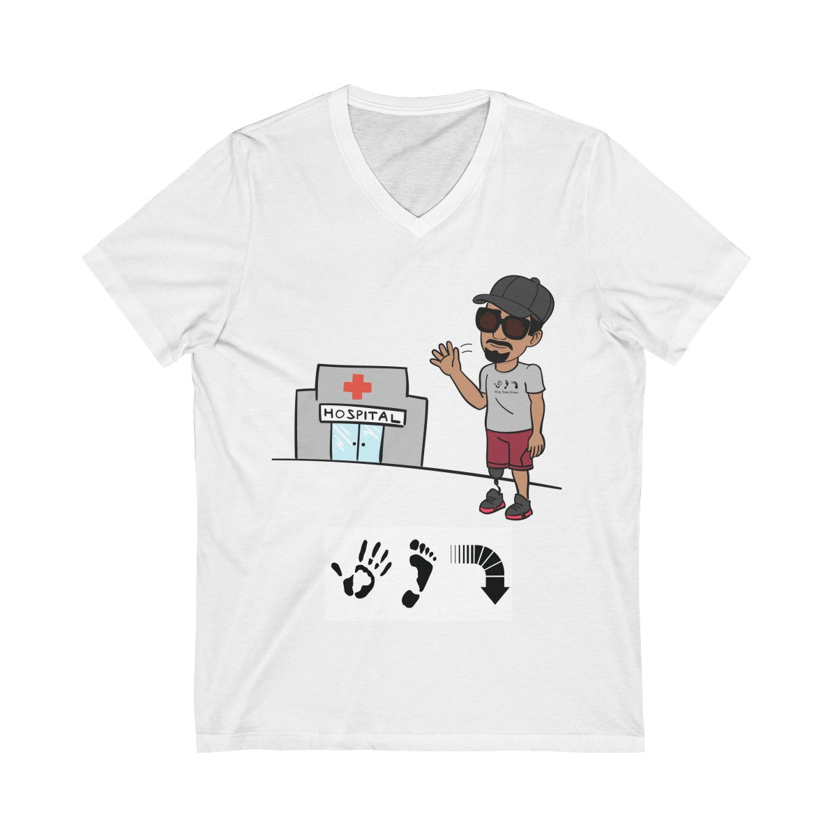 Five Toes Down Bye Unisex V-Neck Tee