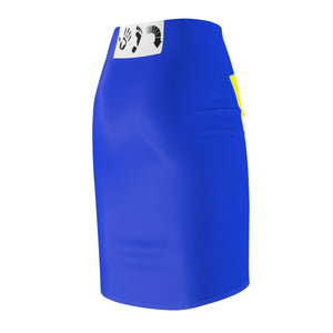 Five Toes Down Blue/Yellow Women's Pencil Skirt