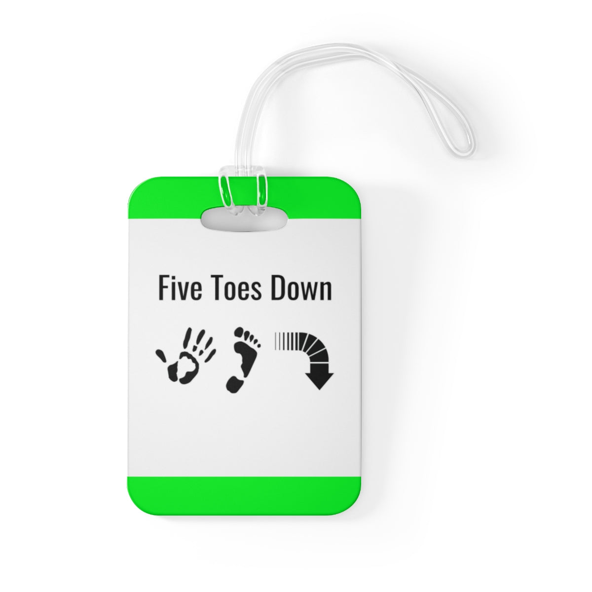 Five Toes Down Green Bag Tag