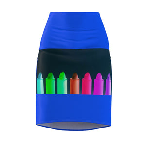 Five Toes Down Lipstick Women's Pencil Skirt