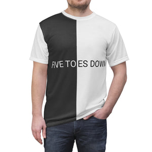 Five Toes Down White/Black Unisex Cut & Sew Tee