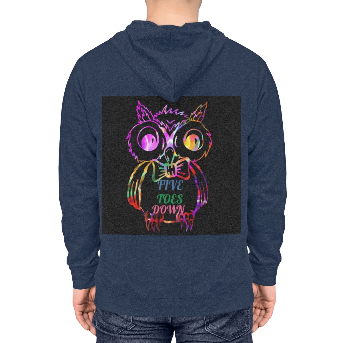 Five Toes Down Owl Unisex Lightweight Hoodie(Back)