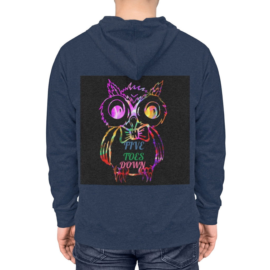 Five Toes Down Owl Unisex Lightweight Hoodie(Back)