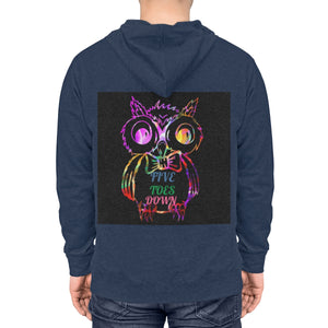 Five Toes Down Owl Unisex Lightweight Hoodie(Back)
