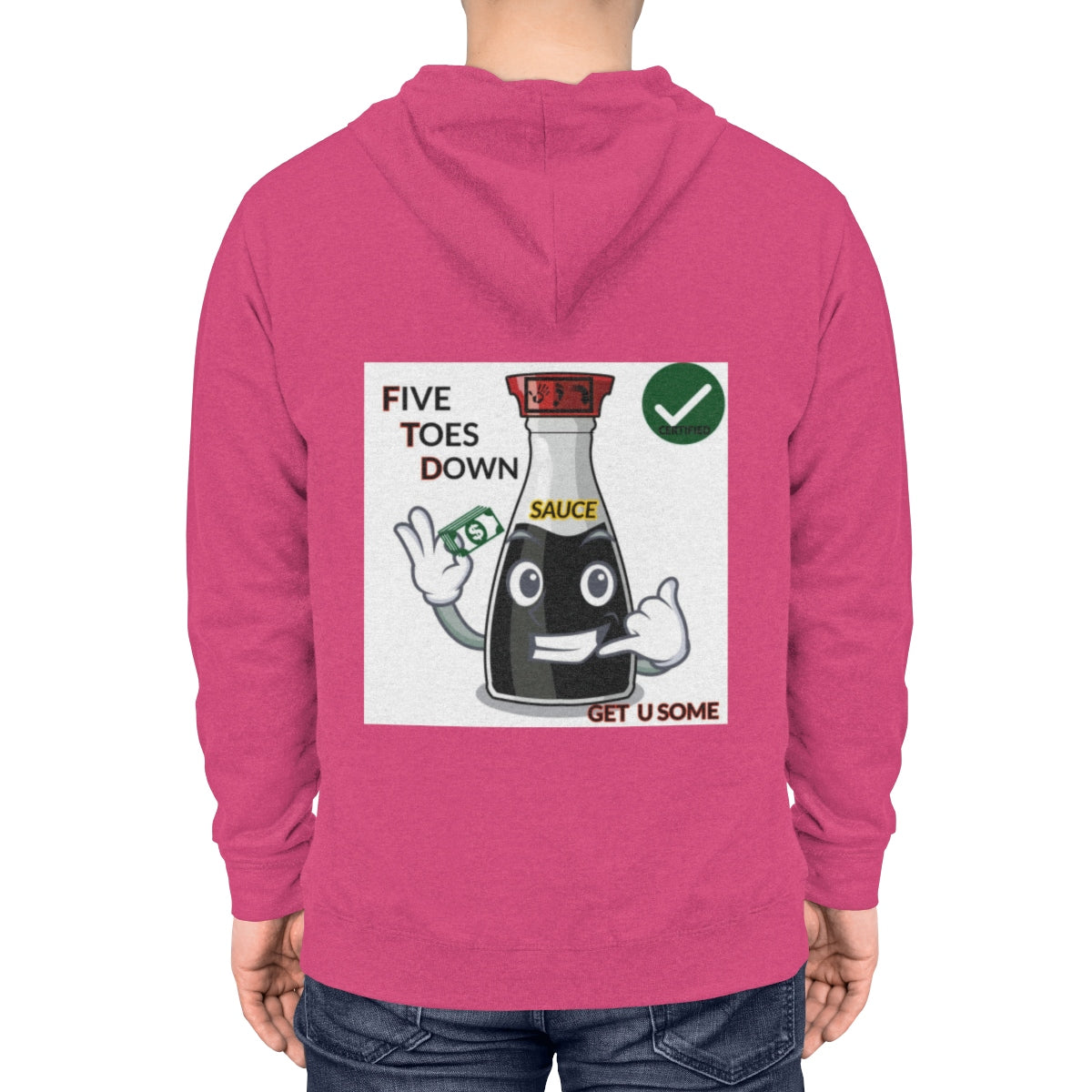 Five Toes Down Sauce Unisex Lightweight Hoodie(Back)