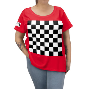 Five Toes Down  Checkerboard Women's Curvy Tee