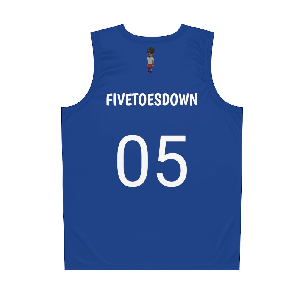 Five Toes Down Air Amputee Basketball Jersey Blue