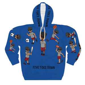 Five Toes Down Sports Unisex Pullover Hoodie blue 2