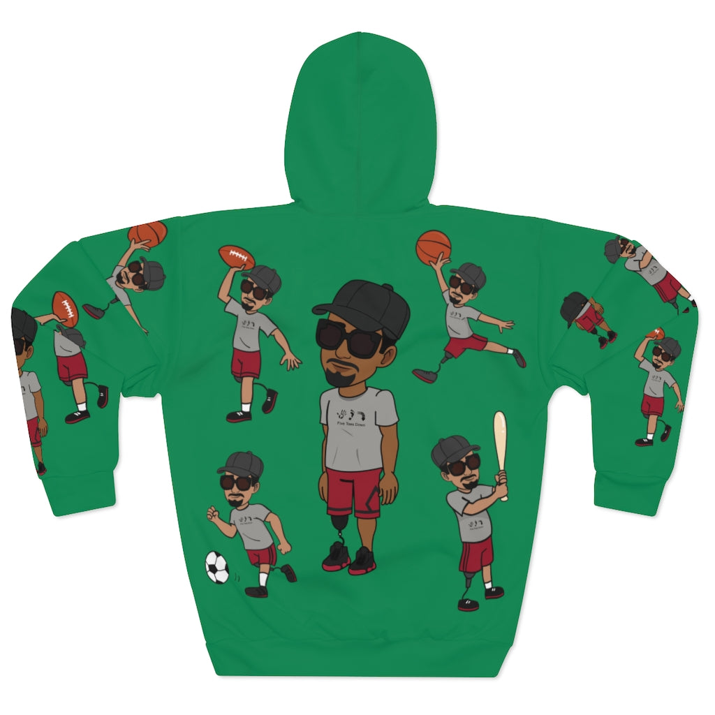 Five Toes Down Sports Unisex Pullover Hoodie green 2