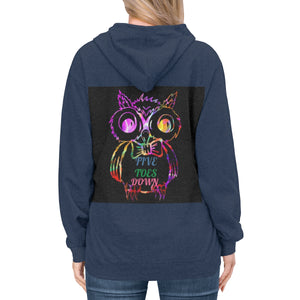 Five Toes Down Owl Unisex Lightweight Hoodie(Back)