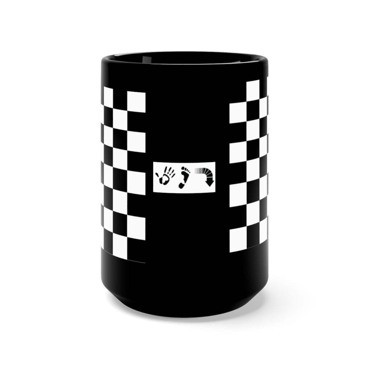Five Toes Down Checkerboard Black Mug 15oz