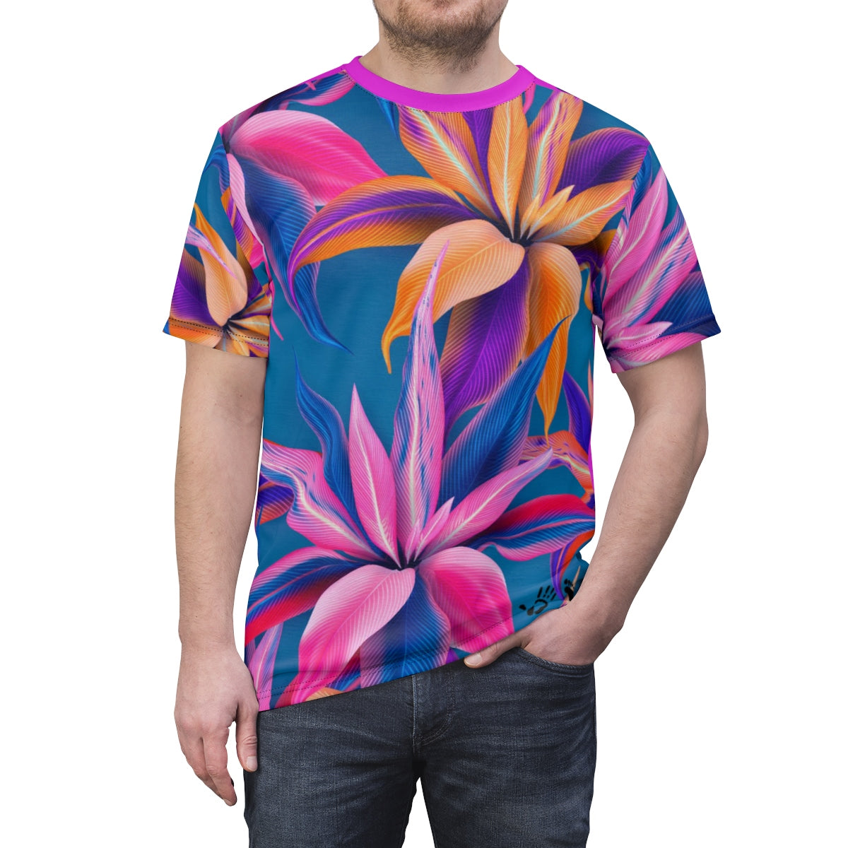 Five Toes Down Flowers 2 Unisex Cut & Sew Tee
