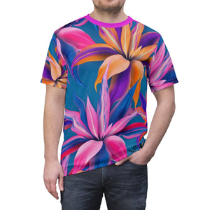Five Toes Down Flowers 2 Unisex Cut & Sew Tee
