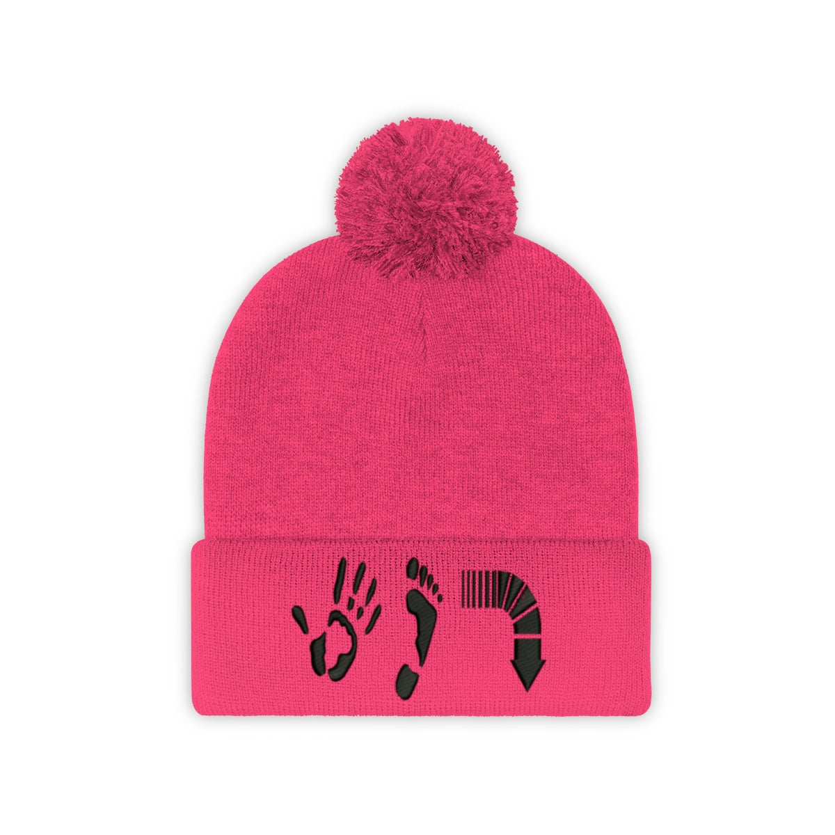 Five Toes Down Pom Pom Beanie Embroidered