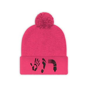 Five Toes Down Pom Pom Beanie Embroidered