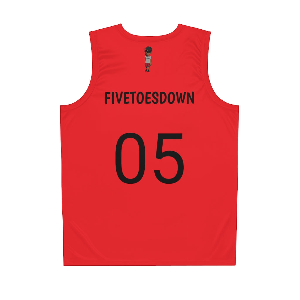 Five Toes Down Air Amputee Basketball Jersey Red