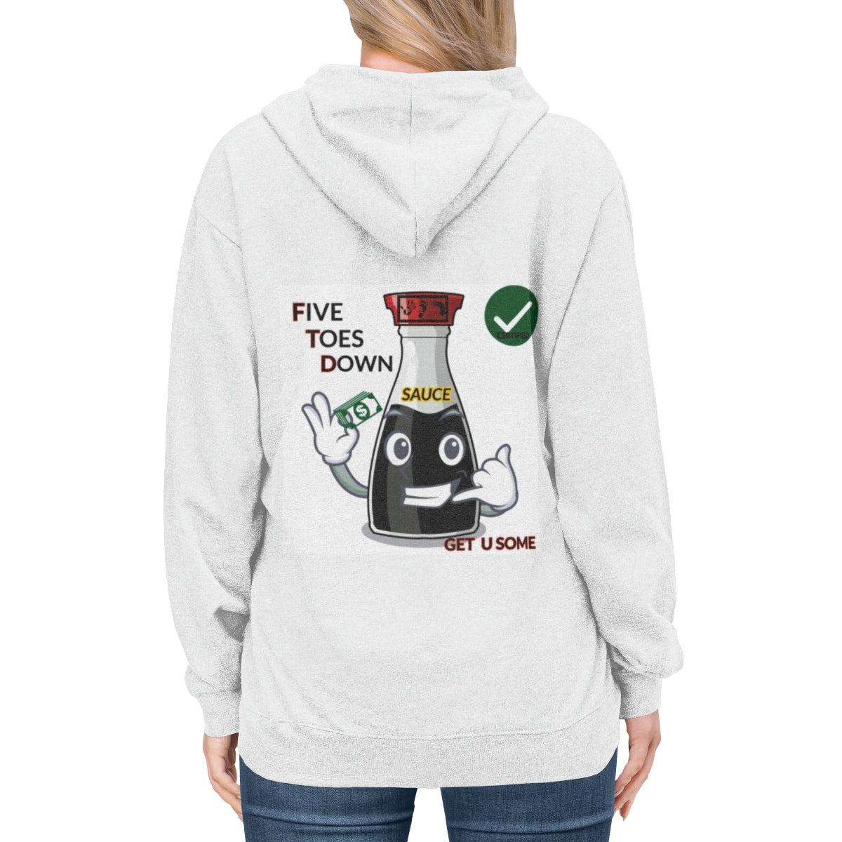 Five Toes Down Sauce Unisex Lightweight Hoodie(Back)