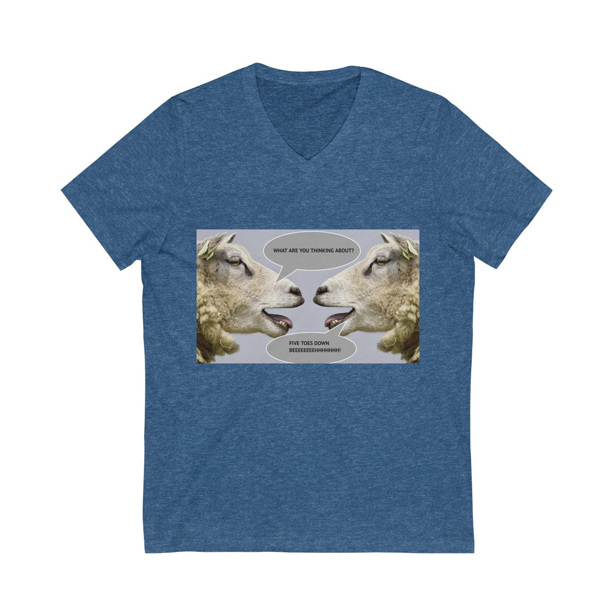 Five Toes Down Goat Thoughts Unisex V-Neck Tee