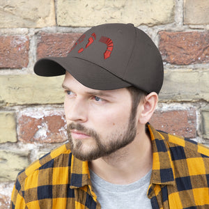 Five Toes Down Red Unisex Twill Hat Embroidered