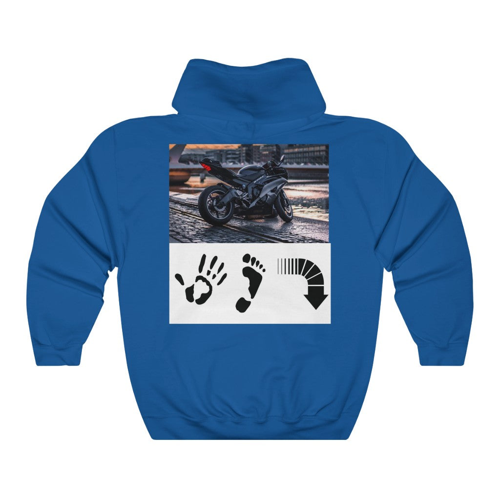 Five Toes Down Motorcycle (Back) Unisex Hooded Sweatshirt