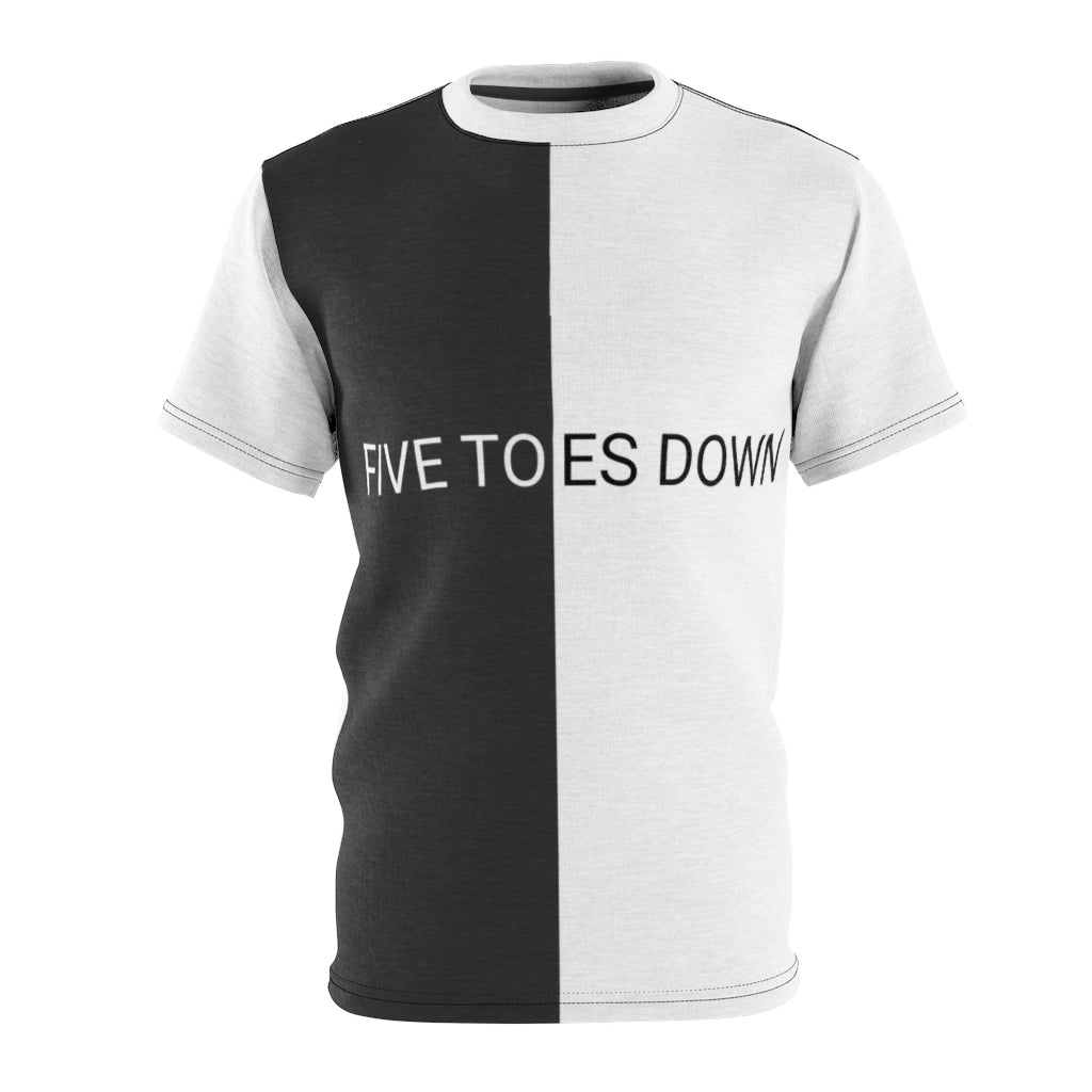 Five Toes Down White/Black Unisex Cut & Sew Tee