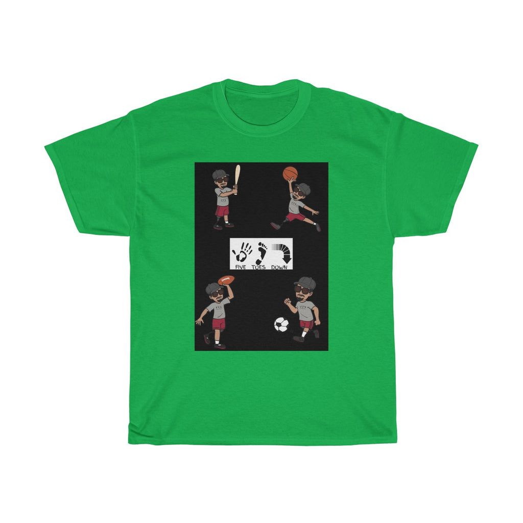 Five Toes Down Henry the Amputee Sports Unisex Heavy Cotton Tee Blk backgound