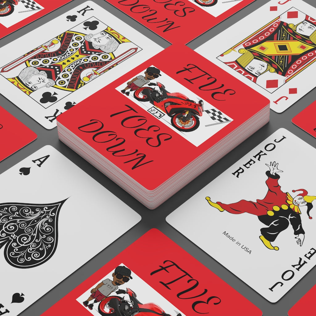 Five Toes Down Rider Custom Poker Cards Red