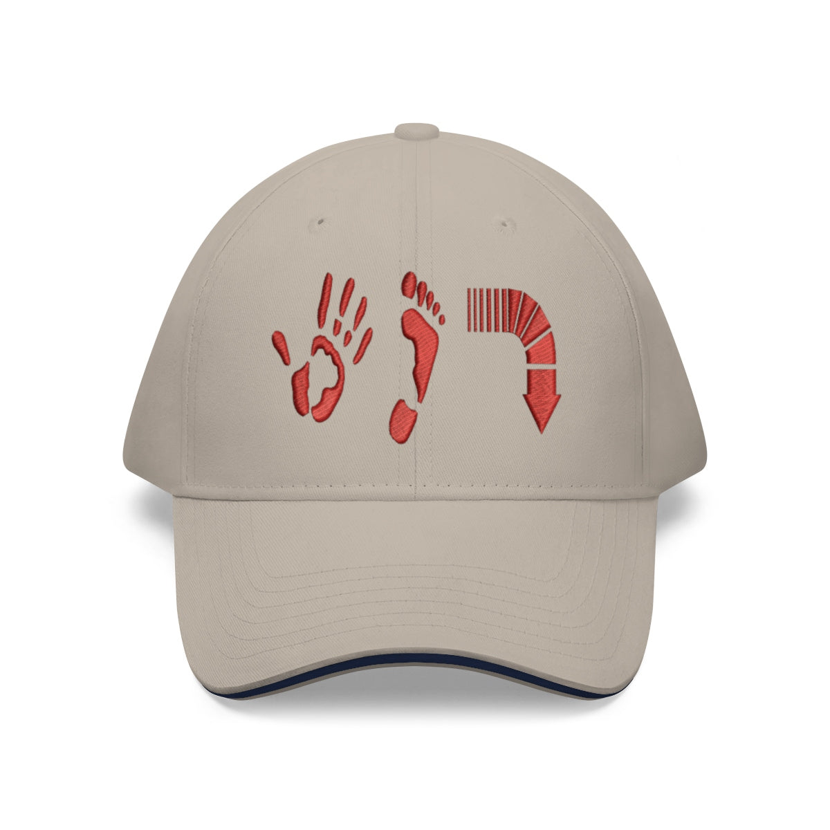 Five Toes Down Red Sandwich Brim Hat Embroidered