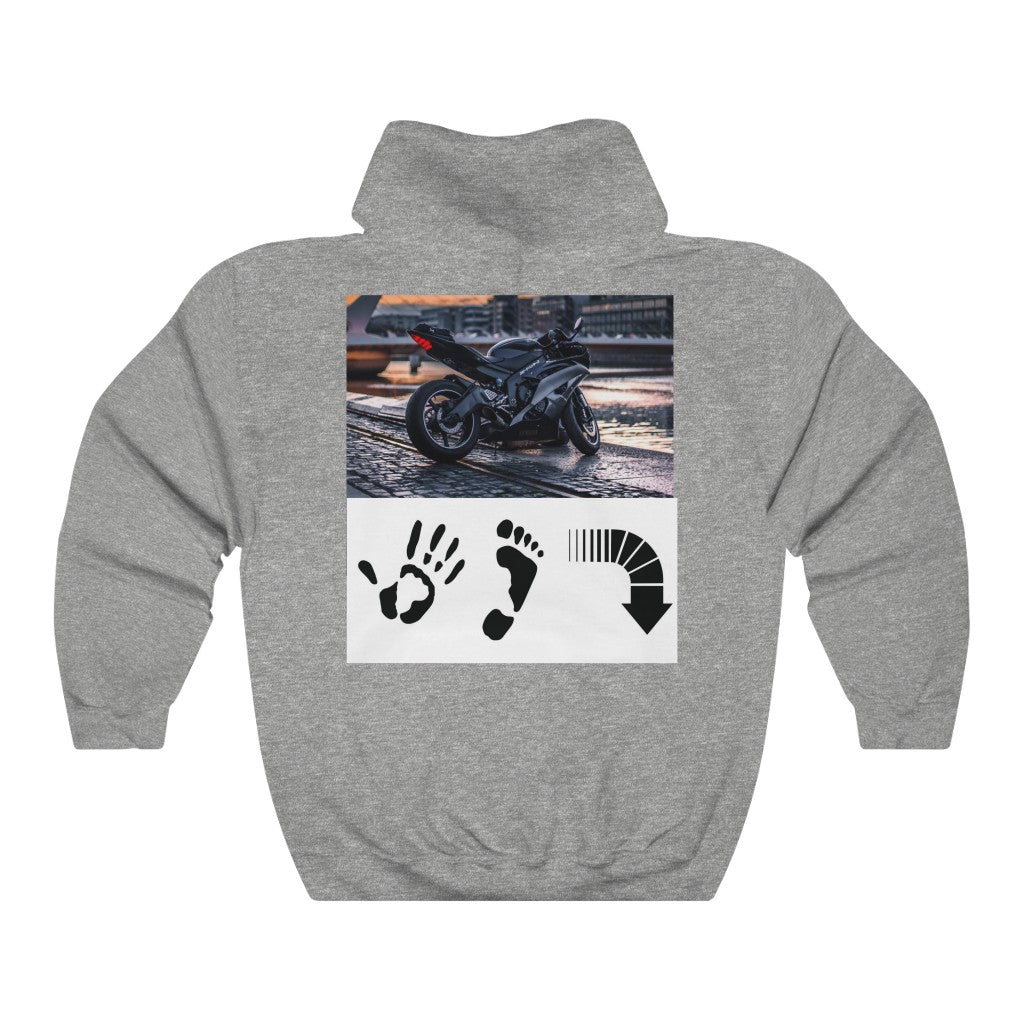 Five Toes Down Motorcycle (Back) Unisex Hooded Sweatshirt