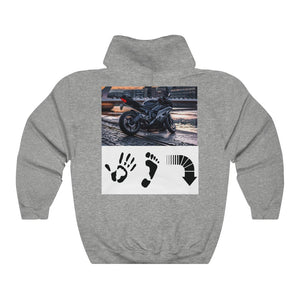 Five Toes Down Motorcycle (Back) Unisex Hooded Sweatshirt