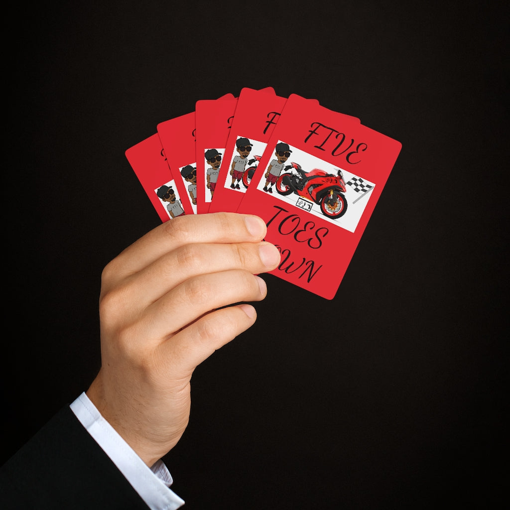 Five Toes Down Rider Custom Poker Cards Red