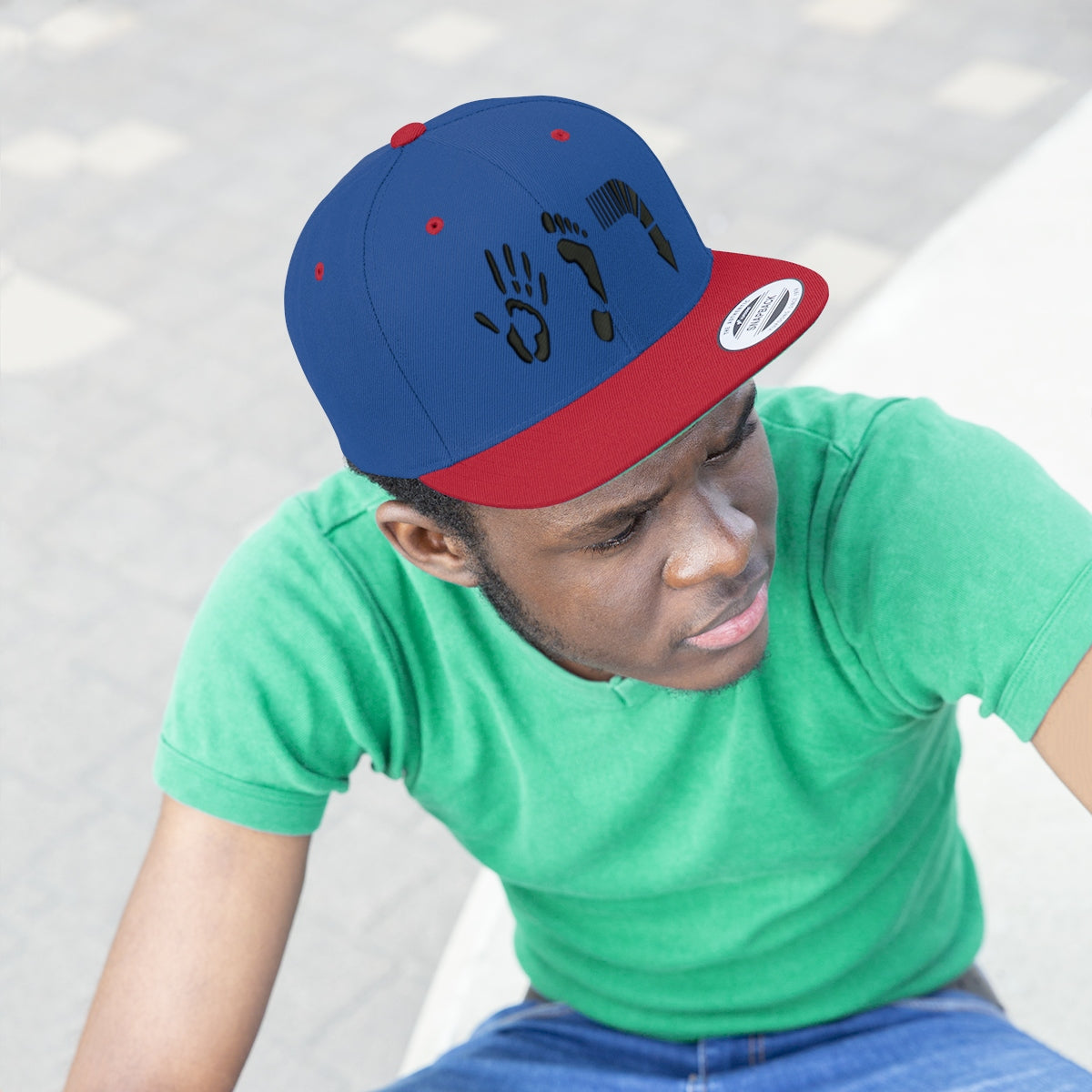 Five Toes Down Unisex Flat Bill Hat Embroidered