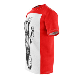 Five Toes Down Futuristic Red Unisex Cut & Sew Tee