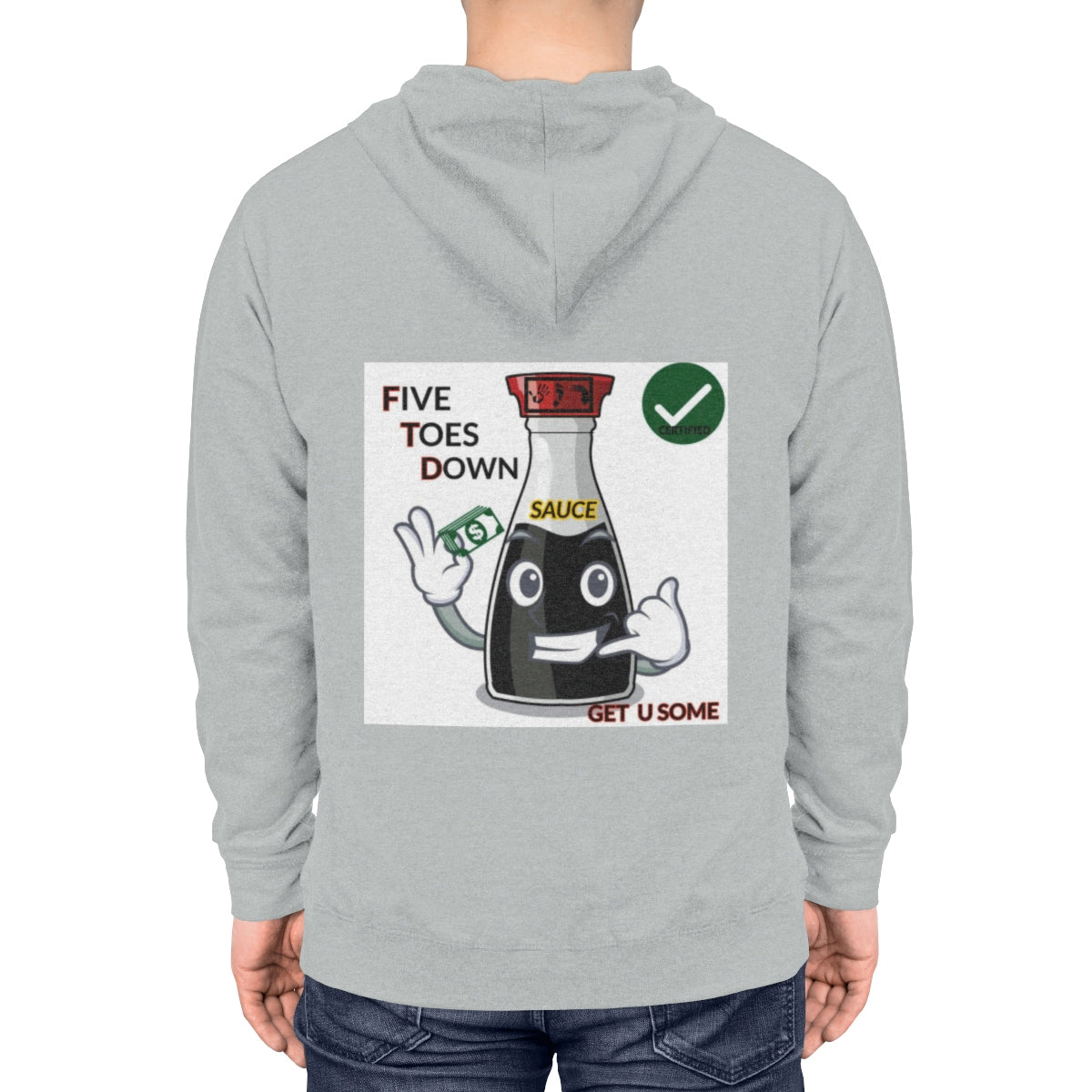 Five Toes Down Sauce Unisex Lightweight Hoodie(Back)