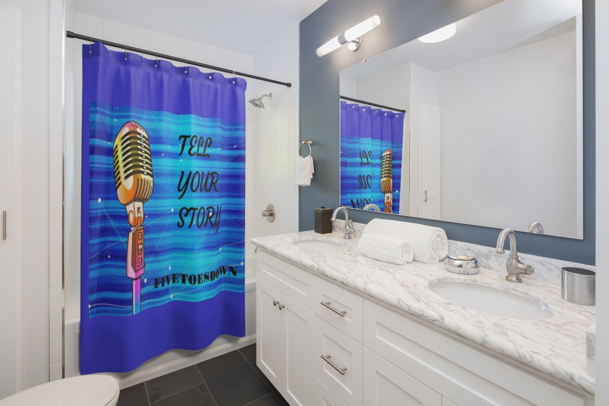 Five Toes Down Mic Check Shower Curtains
