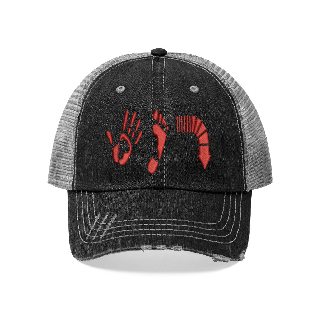 Five Toes Down Red Unisex Trucker Hat Embroidered