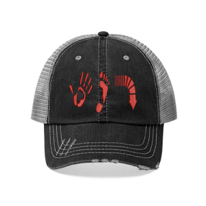 Five Toes Down Red Unisex Trucker Hat Embroidered