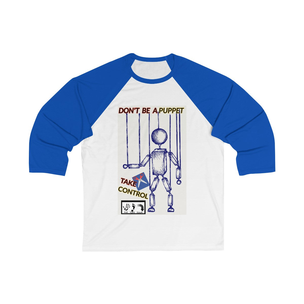 Five Toes Down Puppet Unisex 3/4 Sleeve Baseball Tee