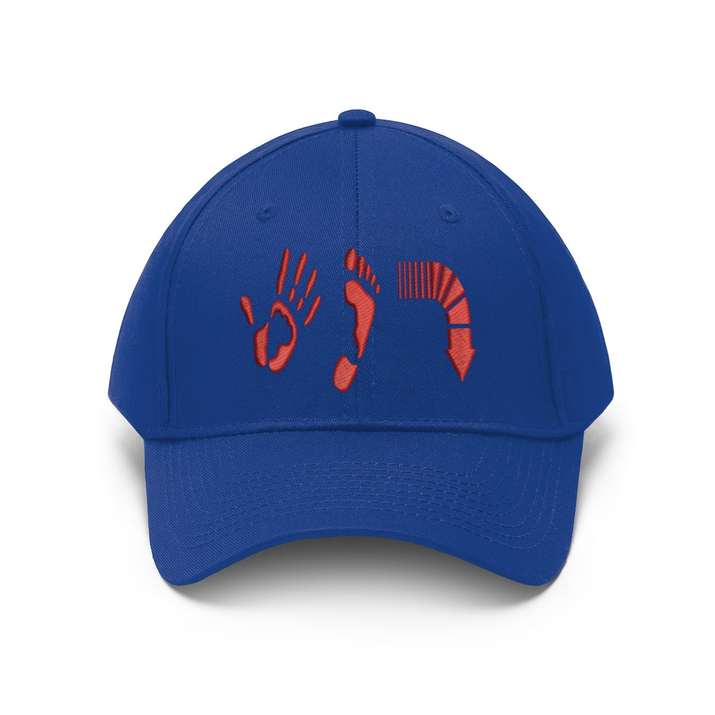Five Toes Down Red Unisex Twill Hat Embroidered