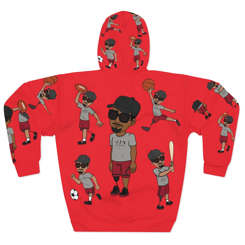 Five Toes Down Sports Unisex Pullover Hoodie red