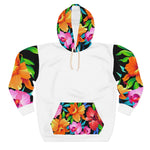 Five Toes Down Flowers Unisex Pullover Hoodie White