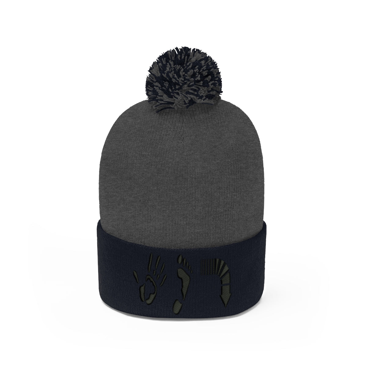 Five Toes Down Pom Pom Beanie Embroidered