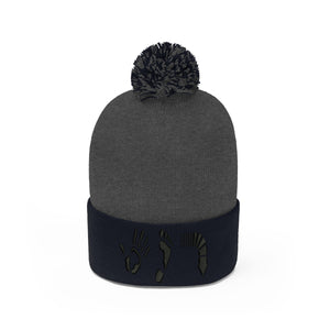 Five Toes Down Pom Pom Beanie Embroidered